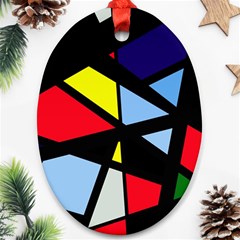 Colorful Geomeric Desing Oval Ornament (two Sides)