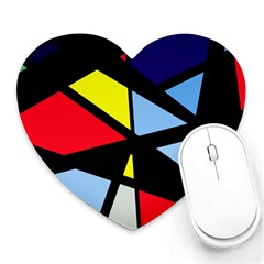 Colorful Geomeric Desing Heart Mousepads by Valentinaart