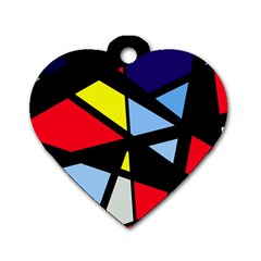 Colorful Geomeric Desing Dog Tag Heart (one Side) by Valentinaart