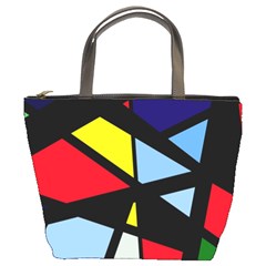 Colorful Geomeric Desing Bucket Bags by Valentinaart