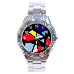 Colorful Geomeric Desing Stainless Steel Analogue Watch