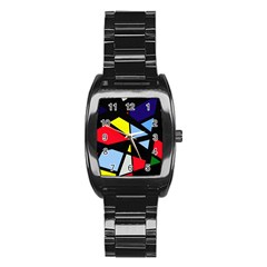 Colorful Geomeric Desing Stainless Steel Barrel Watch