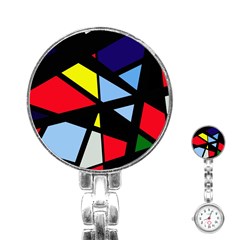 Colorful Geomeric Desing Stainless Steel Nurses Watch by Valentinaart