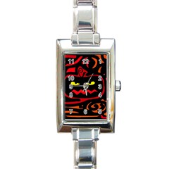 Halloween Pumpkin Rectangle Italian Charm Watch