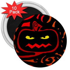 Halloween Pumpkin 3  Magnets (10 Pack)  by Valentinaart