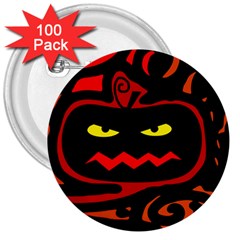 Halloween Pumpkin 3  Buttons (100 Pack) 