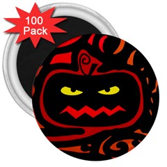 Halloween Pumpkin 3  Magnets (100 Pack)