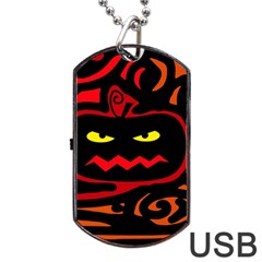 Halloween Pumpkin Dog Tag Usb Flash (two Sides) 