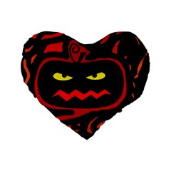 Halloween Pumpkin Standard 16  Premium Flano Heart Shape Cushions