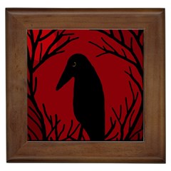 Halloween Raven - Red Framed Tiles