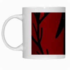 Halloween Raven - Red White Mugs by Valentinaart