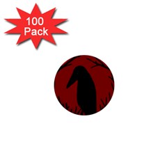 Halloween Raven - Red 1  Mini Buttons (100 Pack)  by Valentinaart