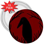 Halloween raven - red 3  Buttons (10 pack)  Front