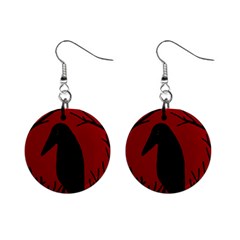 Halloween Raven - Red Mini Button Earrings by Valentinaart