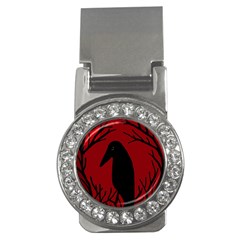 Halloween Raven - Red Money Clips (cz)  by Valentinaart