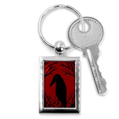 Halloween Raven - Red Key Chains (rectangle)  by Valentinaart