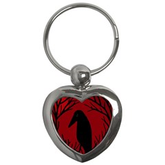 Halloween Raven - Red Key Chains (heart) 