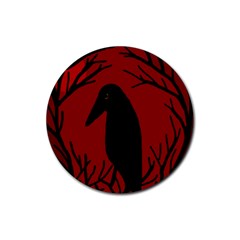 Halloween Raven - Red Rubber Round Coaster (4 Pack) 