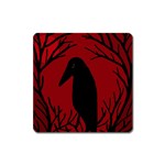 Halloween raven - red Square Magnet Front