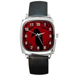 Halloween raven - red Square Metal Watch Front