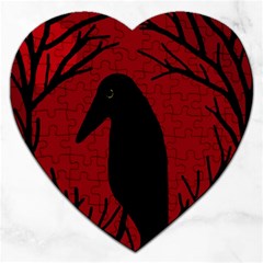 Halloween Raven - Red Jigsaw Puzzle (heart)