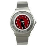 Halloween raven - red Stainless Steel Watch Front