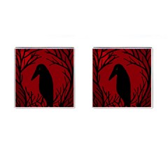 Halloween Raven - Red Cufflinks (square) by Valentinaart