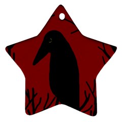 Halloween Raven - Red Star Ornament (two Sides) 