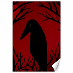 Halloween Raven - Red Canvas 12  X 18   by Valentinaart