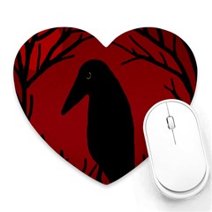 Halloween Raven - Red Heart Mousepads