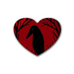 Halloween Raven - Red Rubber Coaster (heart) 