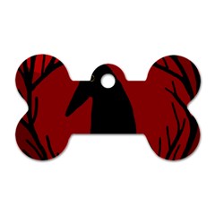 Halloween Raven - Red Dog Tag Bone (two Sides)