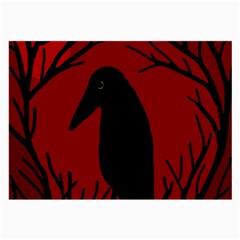 Halloween Raven - Red Large Glasses Cloth (2-side) by Valentinaart