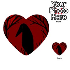 Halloween Raven - Red Multi-purpose Cards (heart)  by Valentinaart