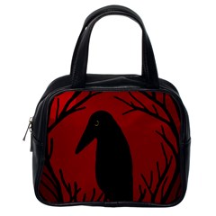 Halloween Raven - Red Classic Handbags (one Side) by Valentinaart