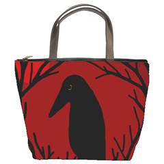 Halloween Raven - Red Bucket Bags