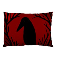 Halloween Raven - Red Pillow Case