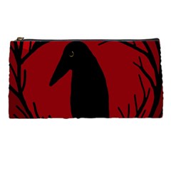 Halloween Raven - Red Pencil Cases by Valentinaart