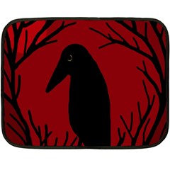 Halloween Raven - Red Double Sided Fleece Blanket (mini)  by Valentinaart