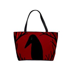 Halloween Raven - Red Shoulder Handbags by Valentinaart