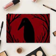 Halloween Raven - Red Cosmetic Bag (large)  by Valentinaart