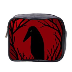 Halloween Raven - Red Mini Toiletries Bag 2-side by Valentinaart