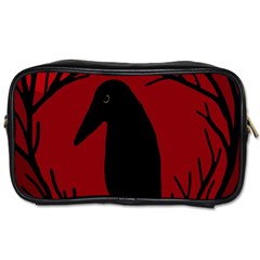 Halloween Raven - Red Toiletries Bags by Valentinaart