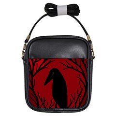 Halloween Raven - Red Girls Sling Bags by Valentinaart