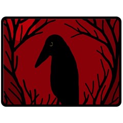 Halloween Raven - Red Fleece Blanket (large) 