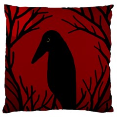 Halloween Raven - Red Large Cushion Case (one Side) by Valentinaart