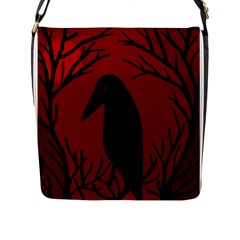 Halloween Raven - Red Flap Messenger Bag (l)  by Valentinaart