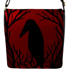 Halloween Raven - Red Flap Messenger Bag (s) by Valentinaart