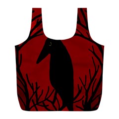 Halloween Raven - Red Full Print Recycle Bags (l)  by Valentinaart