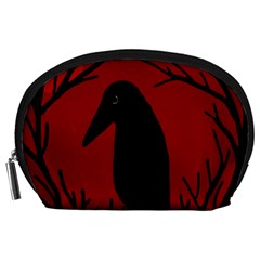 Halloween Raven - Red Accessory Pouches (large)  by Valentinaart